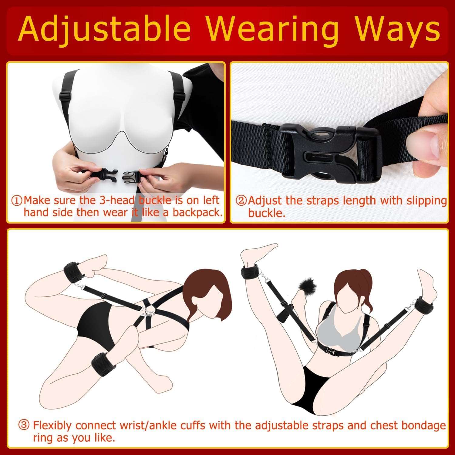 Triple-Point BDSM Restraint Set for Chest, Hands & Ankles - Image 6