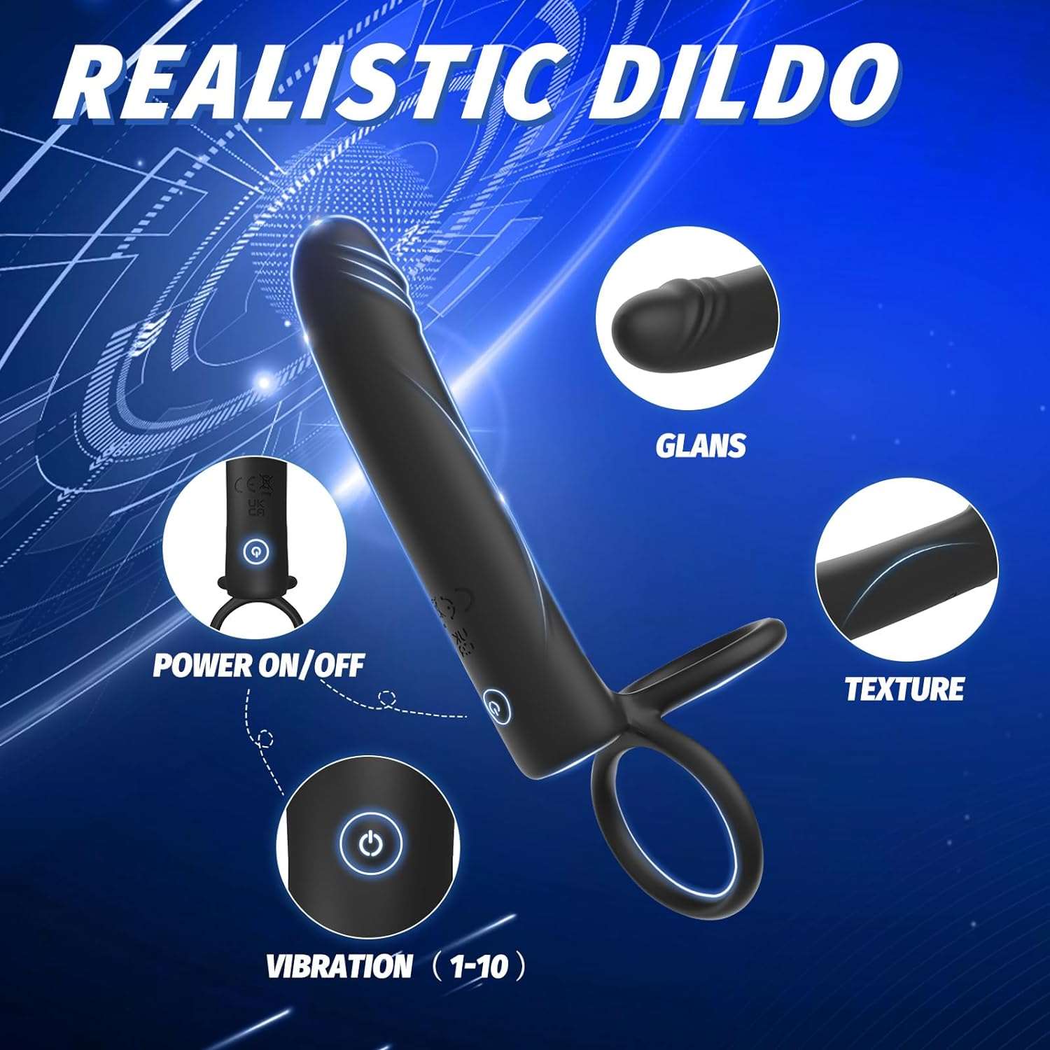 Enhanced Vibrating Pleasure Penis Ring Butt Plug Dildo - Image 5