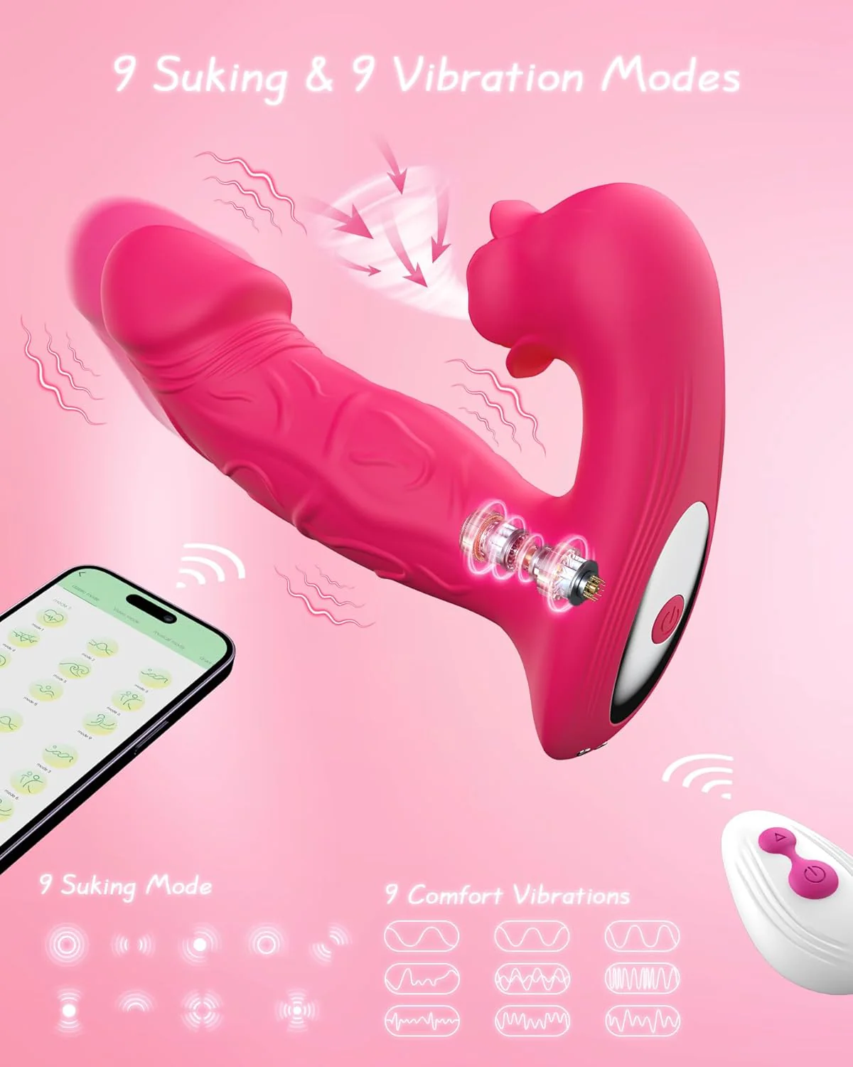 Remote Control Rose Clit Stimulation Dildo - Image 3