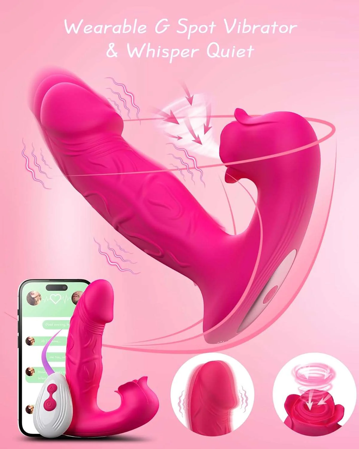 Remote Control Rose Clit Stimulation Dildo - Image 4