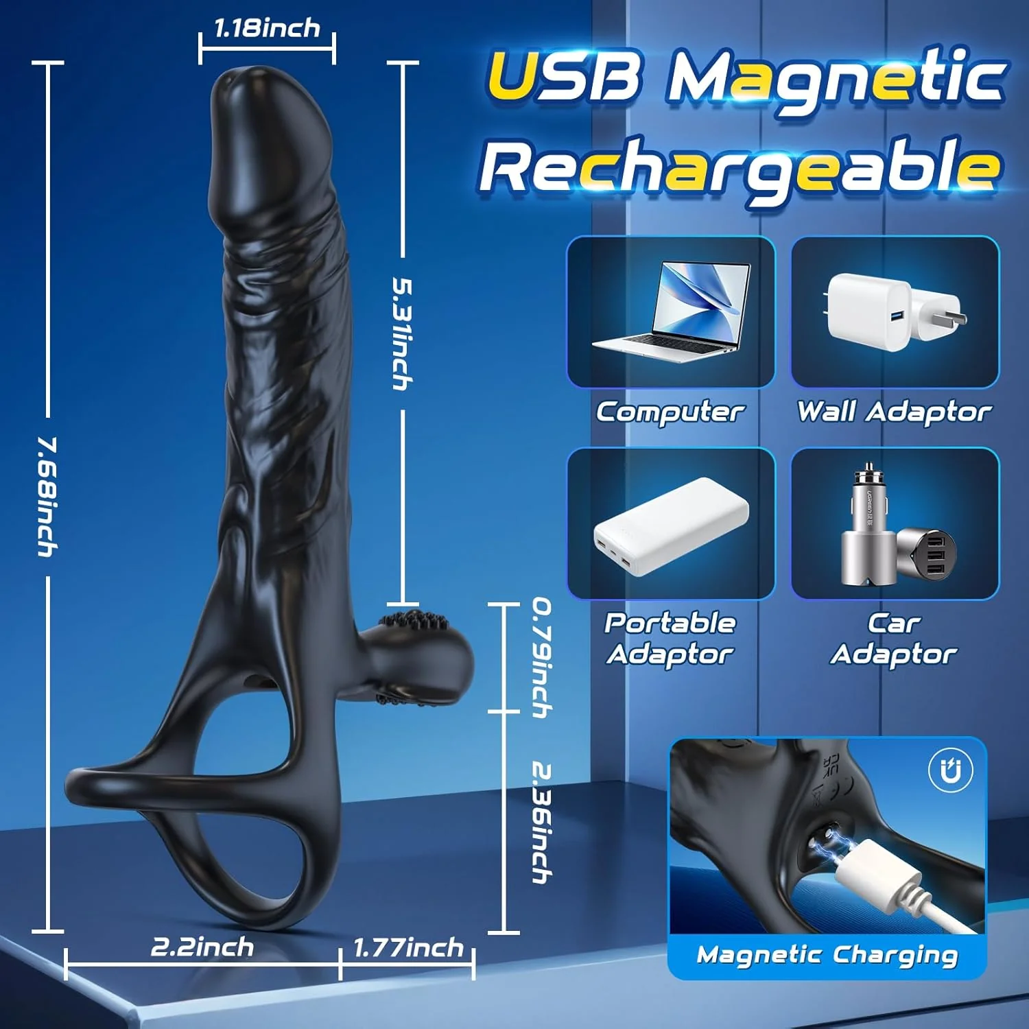 RefinedPleasure Cock Ring Penis Sleeve Anal Dildo Vibrator - Image 8