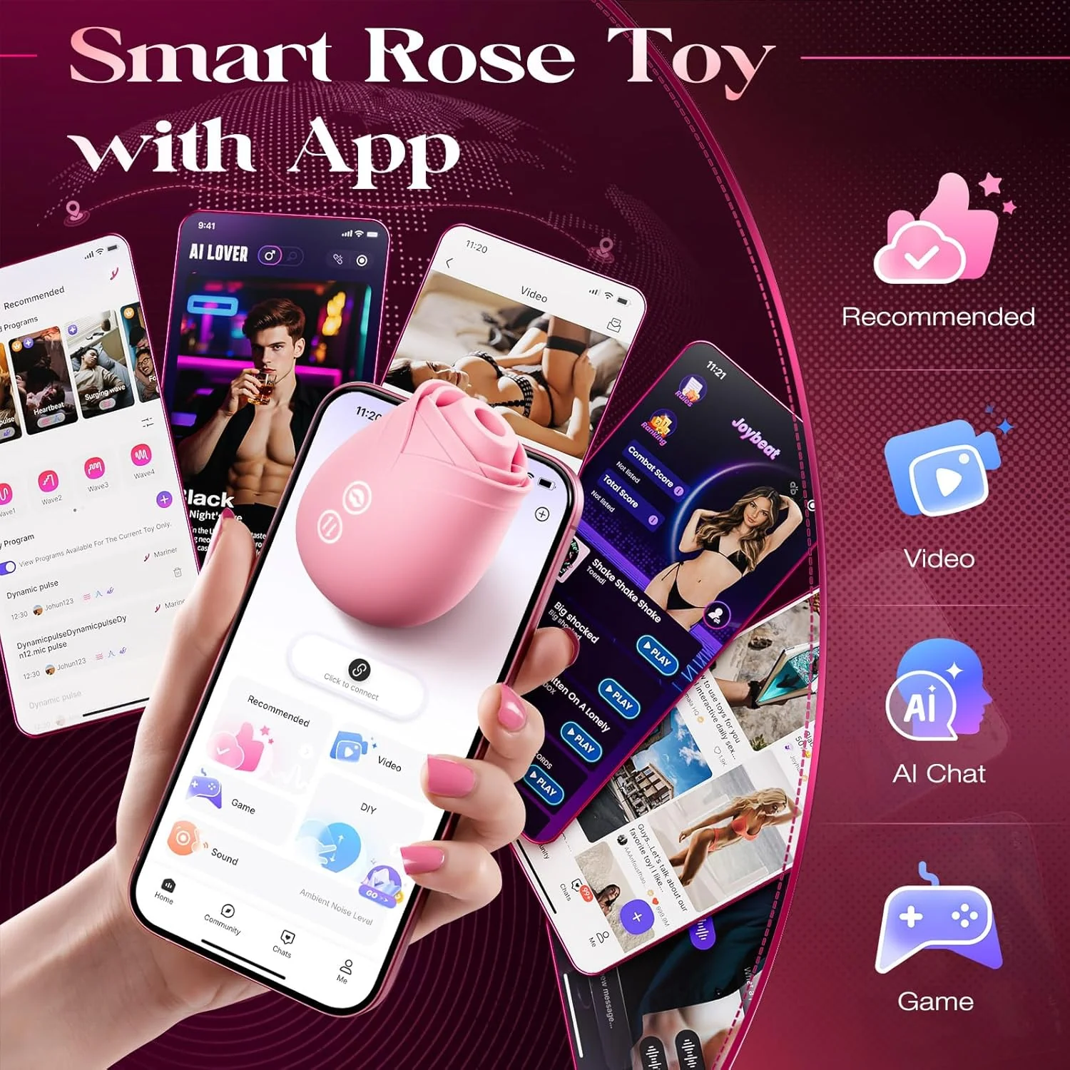 ElyraSync Rose Clit Sucker Wand App Control Waterproof Quiet - Image 2